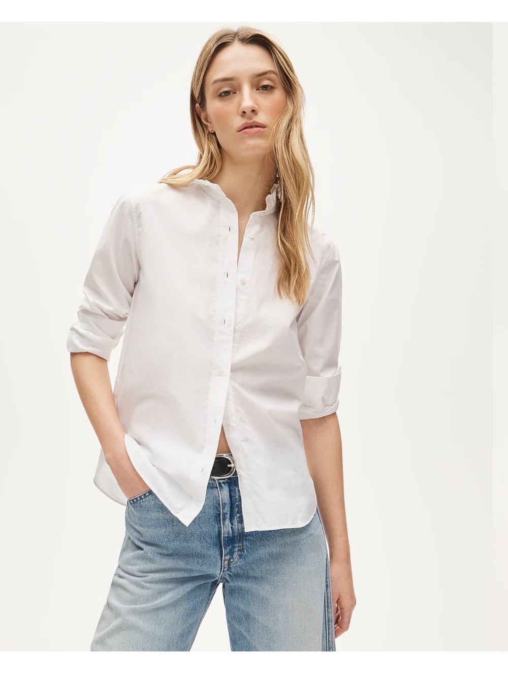 J. CREW Jules Ruffle Collar Shirt in Cotton Poplin Spring 2026 White 16 Tall